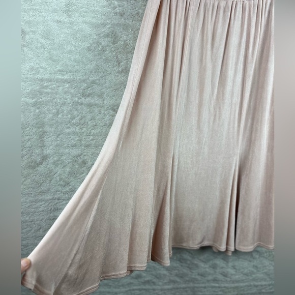 STEPHANIE THOMAS Blush Pink Midi Skirt Sz 20 Swing Shimmer Acetate Made in USA - Picture 5 of 15